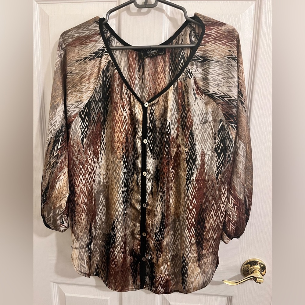 Status By Chenault Button Down Boho Chic Blouse. … - image 1